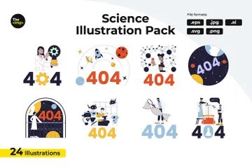 Error 404 de ciencia y tecnología Paquete de Ilustraciones