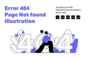 Error 404 Page Not Found Illustration Pack