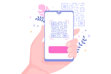 Escáner de código QR para pago en línea Paquete de Ilustraciones