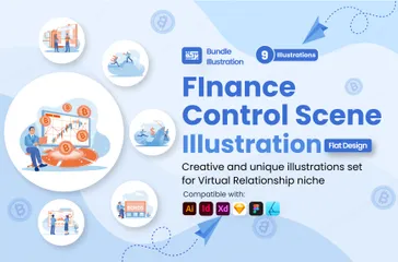 Escena de control financiero Paquete de Ilustraciones