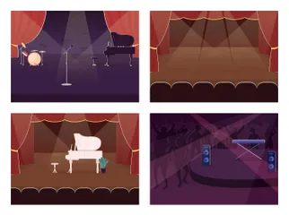 Escenario musical vacío Paquete de Ilustraciones