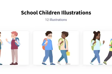 Niños de escuela Paquete de Ilustraciones