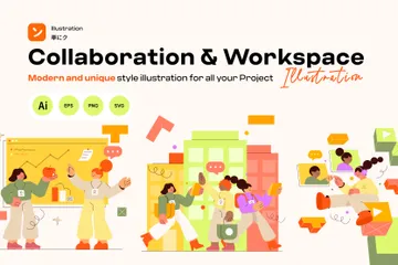 Collaboration et espace de travail Pack d'Illustrations