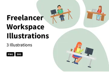 Espace de travail indépendant Illustration Pack