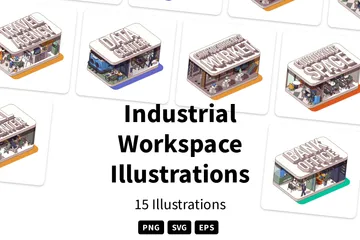 Espace de travail industriel Pack d'Illustrations