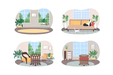 Espace de vie pour la famille Pack d'Illustrations