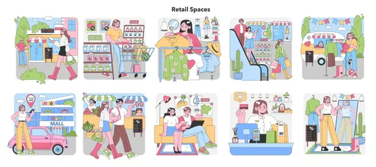 Espaces de vente au détail Pack d'Illustrations
