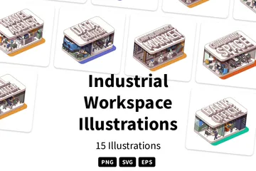 Espaço de trabalho industrial Pacote de Ilustrações