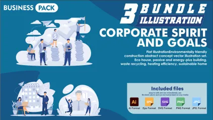 Espíritu y objetivos corporativos Illustration Pack