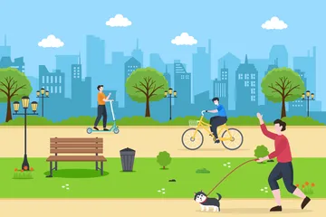 Esporte de bicicleta e scooter Pacote de Ilustrações