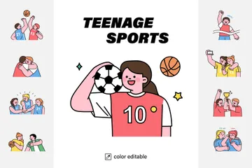 Esportes Adolescentes Pacote de Ilustrações