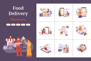 Lebensmittellieferservice Illustrationspack