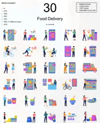 Lebensmittellieferservice Illustrationspack