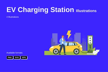 Estação de carregamento ev Pacote de Ilustrações