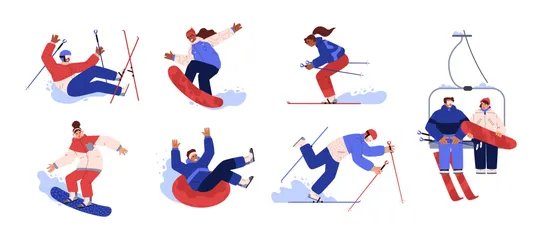 Estación de esquí Paquete de Ilustraciones