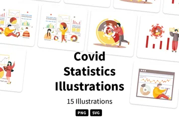Estadísticas de Covid Paquete de Ilustraciones