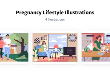 Estilo de vida na gravidez Pacote de Ilustrações
