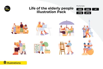 Estilo de vida para personas mayores Paquete de Ilustraciones