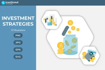 Estratégias de investimento Pacote de Ilustrações