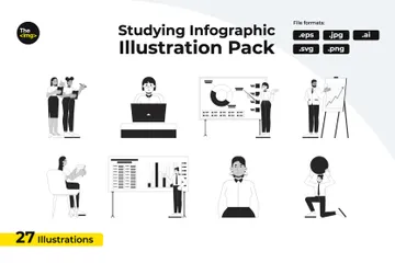 Estudando Infográfico Pacote de Ilustrações