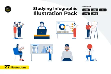 Estudando Infográfico Pacote de Ilustrações