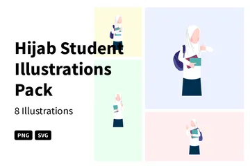 Estudante Hijab Pacote de Ilustrações