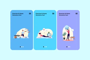 Faire de l'exercice à la maison Pack d'Illustrations