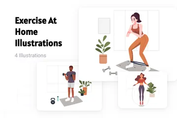 Exercise At Home Illustration Pack