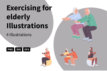 Exercising For Elderly Illustration Pack