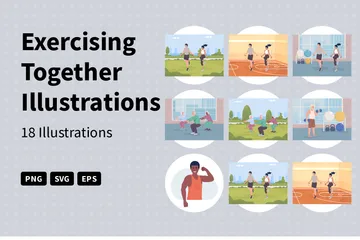 Exercising Together Illustration Pack