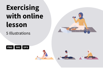 Exercising With Online Lesson Illustration Pack