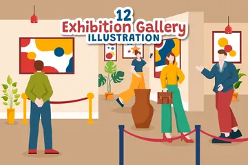 Exhibition Gallery Illustration Pack