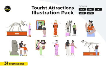Exhibitions Tourists Illustration Pack