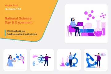 Día Nacional de la Ciencia y Experimento Paquete de Ilustraciones