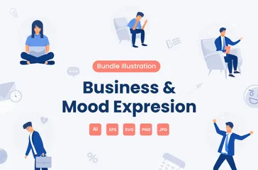 Expresión empresarial y de humor Illustration Pack