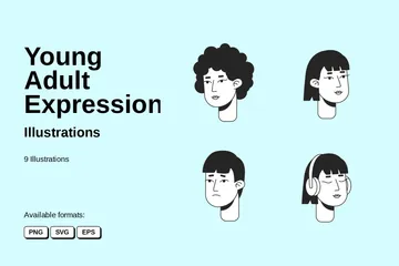 Expressions des jeunes adultes Pack d'Illustrations