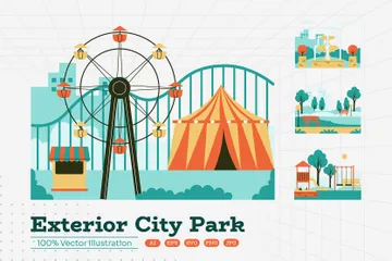 Exterior City Park Illustration Pack