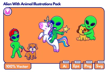 Extraterrestre et animal Pack d'Illustrations