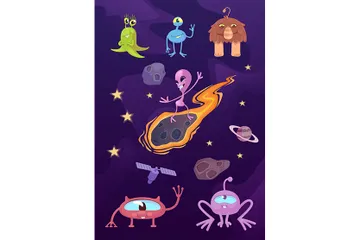 Extraterrestres, Criaturas Fantásticas Paquete de Ilustraciones