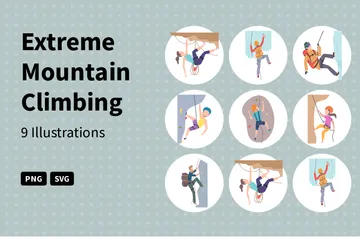 Extreme Mountain Climbing Illustration Pack