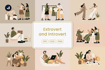 Extrovertiert und introvertiert Illustrationspack