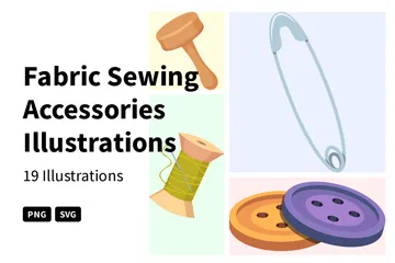Fabric Sewing Accessories Illustration Pack