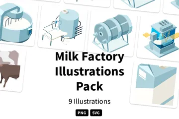 Fábrica de leite Pacote de Ilustrações
