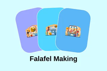 Fabricação de Falafel Pacote de Ilustrações