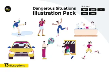 Faire face à des situations dangereuses Pack d'Illustrations