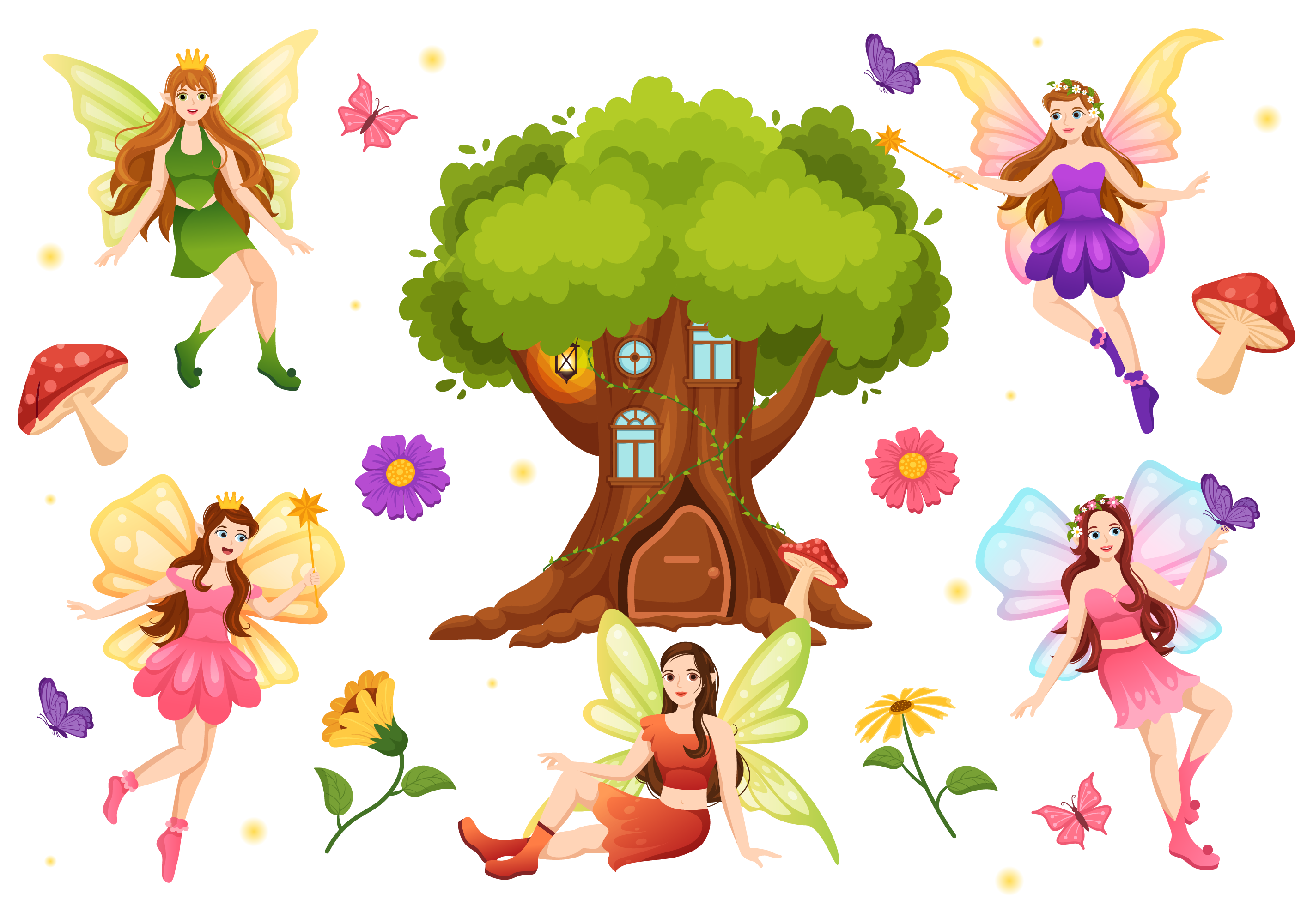 Fairy Illustration Pack 16 Nature Illustrations Svg Png Eps Available