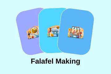 Falafel Making Illustration Pack