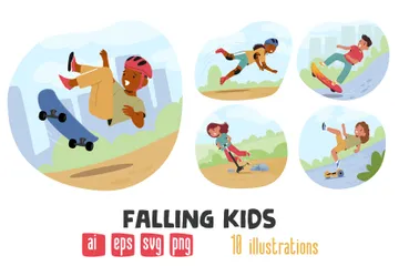 Falling Kids Illustration Pack