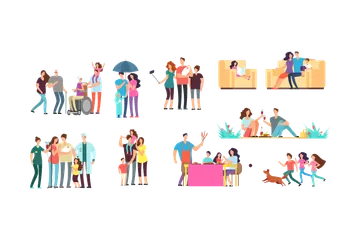 Familia feliz Illustration Pack