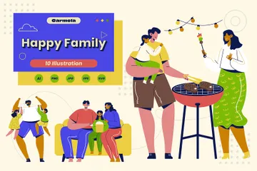 Família feliz Illustration Pack
